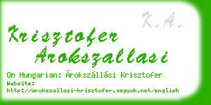 krisztofer arokszallasi business card