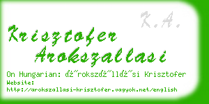 krisztofer arokszallasi business card